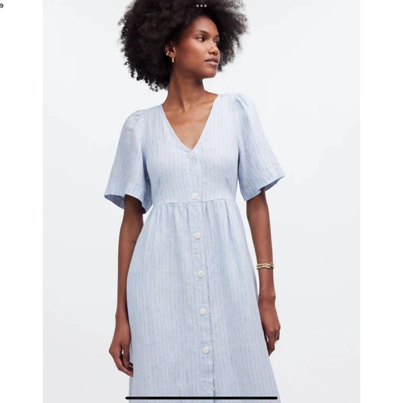 Cassie Button-Front Midi Dress in Linen - Picture 5 of 10